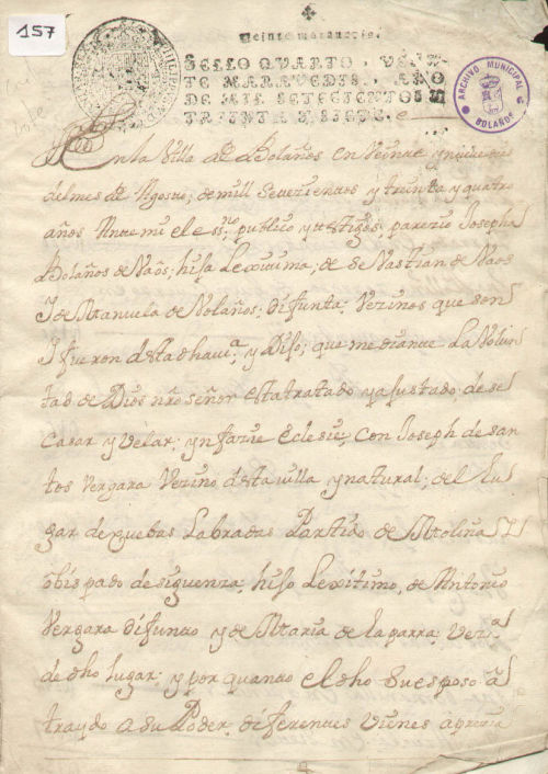 Expediente 157 / Caja 9 / F. Notarial