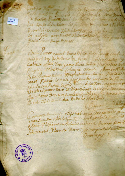 Expediente 22 / Caja 1 / F. Eclesiástico