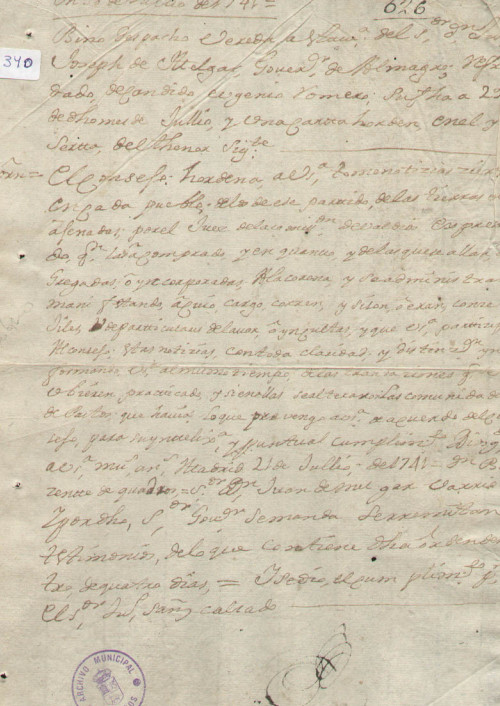 Expediente 340 / Caja 26 / F. Histórico