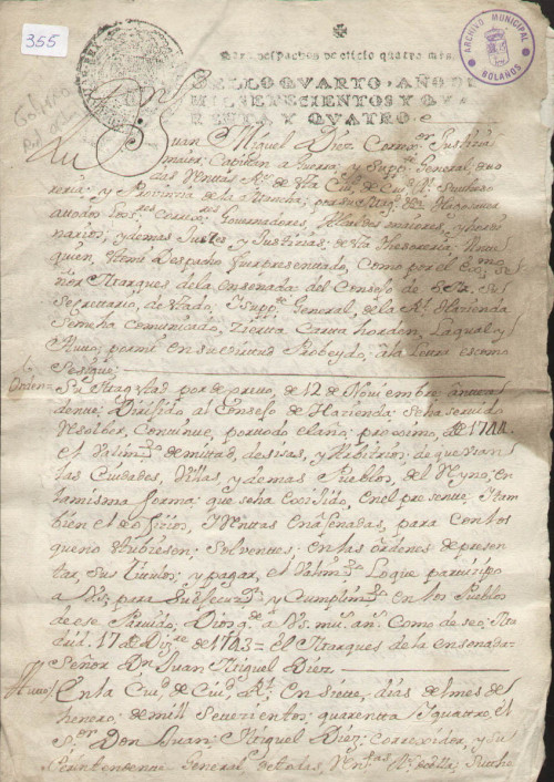 Expediente 355 / Caja 26 / F. Histórico