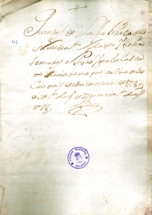 Expediente 41 / Caja 3 / F. Eclesiástico