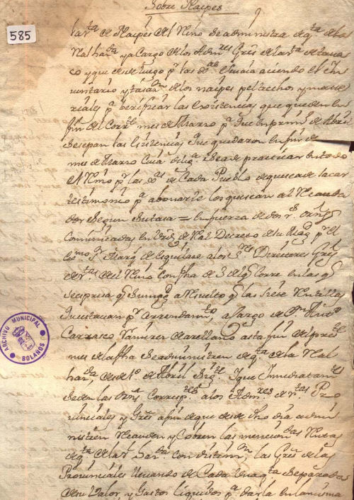 Expediente 585 / Caja 33 / F. Histórico