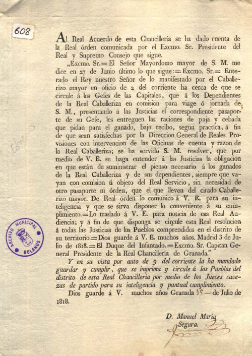 Expediente 608 / Caja 33 / F. Histórico