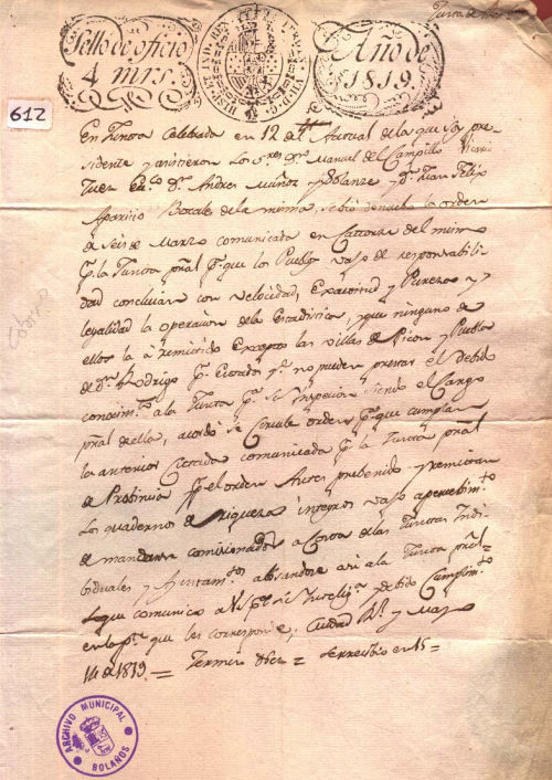 Expediente 612 / Caja 33 / F. Histórico