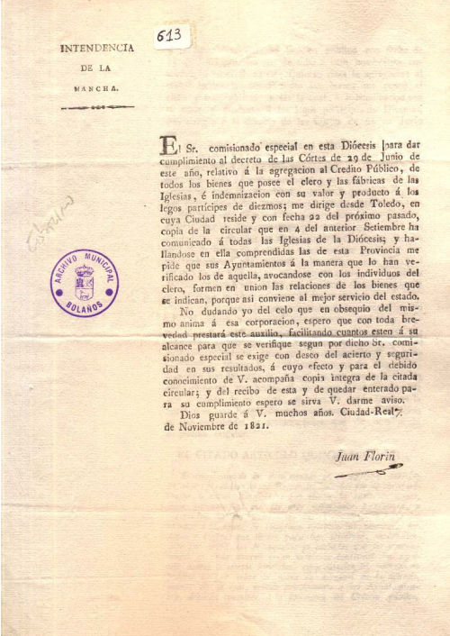 Expediente 613 / Caja 33 / F. Histórico