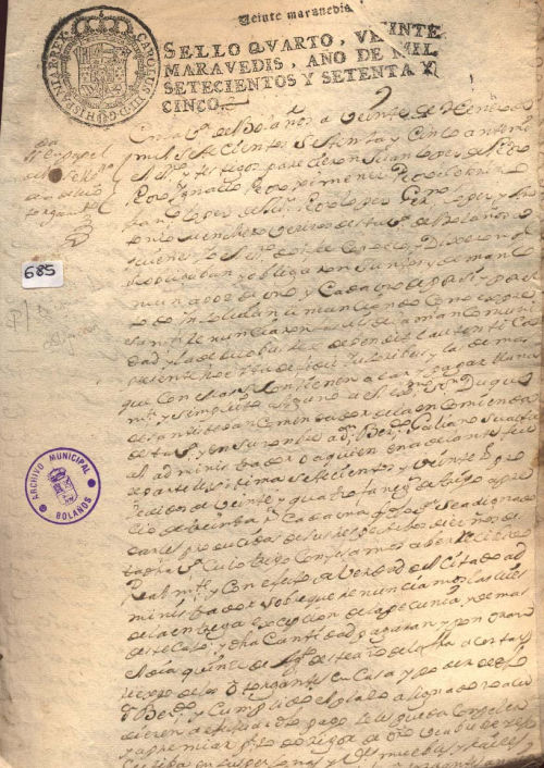 Expediente 685 / Caja 34 / F. Histórico