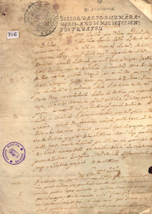 Expediente 706 / Caja 34 / F. Histórico