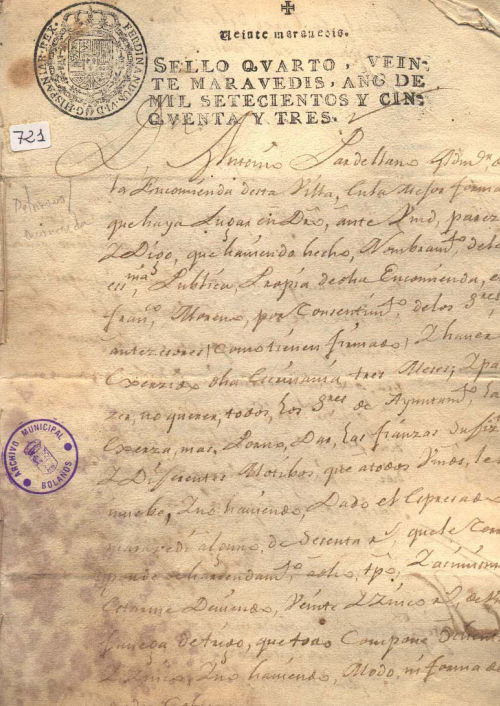 Expediente 721 / Caja 34 / F. Histórico