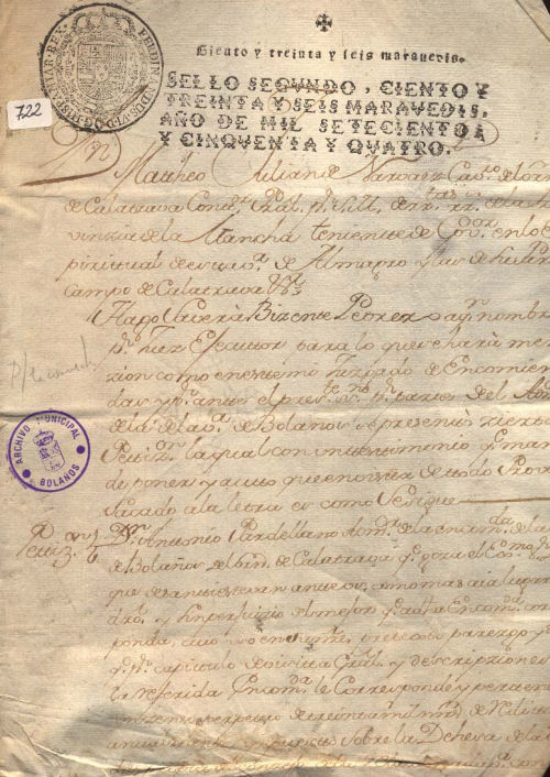 Expediente 722 / Caja 34 / F. Histórico