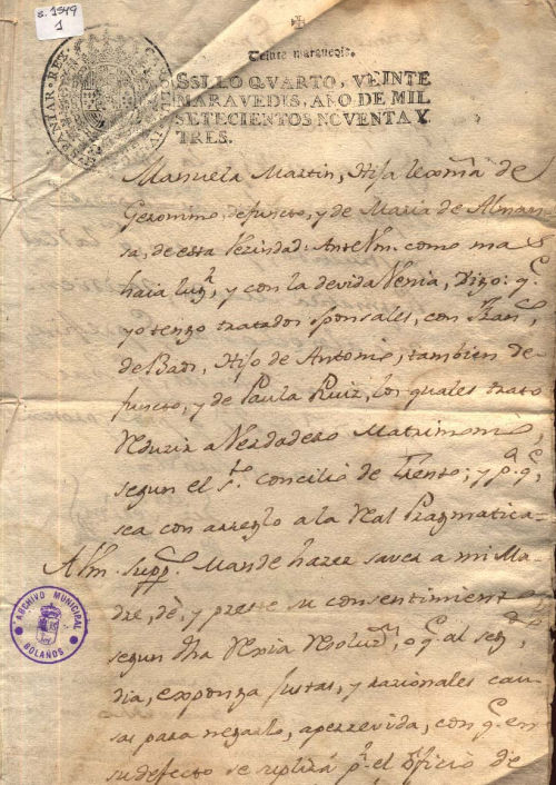 Expediente 1549/1 / Caja 311 / F. Histórico