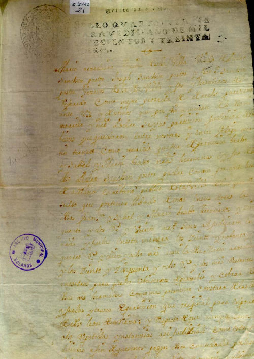 Expediente 1540/21 / Caja 287 / F. Histórico