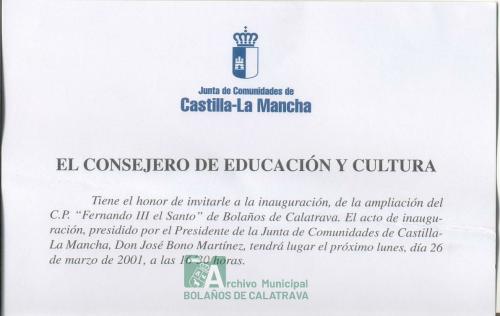 2001, Tarjeta de visita de José Bono